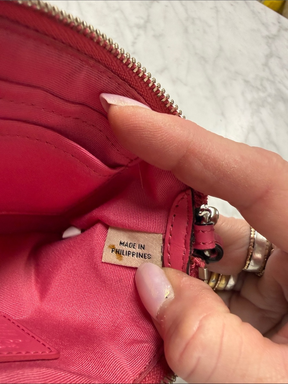 Coach Red and Pink Color Block Leather Wristlet - Picture 7 of 9